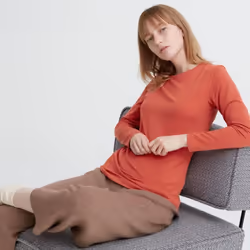 Uniqlo Japan HeaTTech CoTTon Crew Neck T  exTremely Warm  Long Sleeve - 03 GRAY/XS