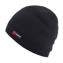 Skullies Beanies Men Winter Hat Women Knitted Hats For Men Cap Winter Beanie Hat Gorro Thick Warm Brimless Fur Bonnet Men&apos;s Cap - black, 55-60 cm