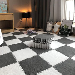Plush Kids Play Mat, EVA Foam, Puzzle Interlock, 30*30 CM - grey,white, 20pcs