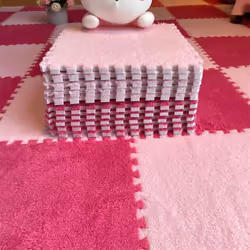 Plush Kids Play Mat, EVA Foam, Puzzle Interlock, 30*30 CM - pink,rose red, 20pcs