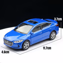 1/36 Hyundai Elantra Toy Car Model Welly Diecast Metal Alloy Vehicle Miniature Pull Back Collection Gift for Children Boys Kid - blue