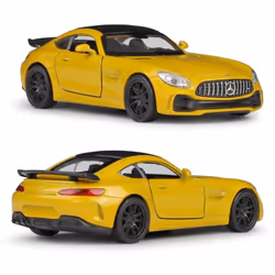 1/36 Mercedes-Benz AMG GTR Super Sport Toy Car Model WELLY Diecast Metal Vehicle Miniature Pull Back Collection Gift for Kid Boy - yellow
