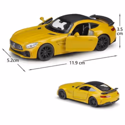 1/36 Mercedes-Benz AMG GTR Super Sport Toy Car Model WELLY Diecast Metal Vehicle Miniature Pull Back Collection Gift for Kid Boy - yellow