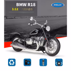 WELLY 1/12 BMW R18 2020 Alloy Motorcycle Model Simulation Diecasts Metal Toy Street Racing Motorcycle Model Collection Kids Gift - black
