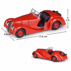 1/36 BMW 328 Retro Toy Car Model Welly Diecast Metal Alloy Vehicle Miniature Classical Collection Gift for Children Boys - red