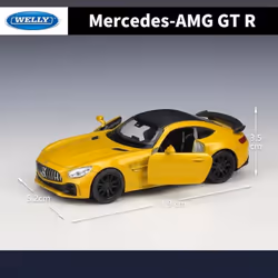 Welly 1/36 Mercedes-Benz AMG GT R Alloy Sports Car Model Diecast Metal Toy Vehicle Car Model Simulation Collection Children Gift - yellow