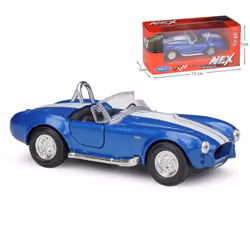 1/36 Ford Shelby Cobra 427 S/C Retro Toy Car Model WELLY Diecast Vehicle Miniature Pull Back Classical Collection Gift For Kids - blue