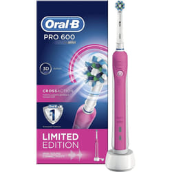 Oral-B Pro 600 CrossAction Electric Rechargeable Toothbrush Powered by Braun - Pink
