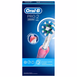 Oral-B Pro 2 2000W 3D White Electric Rechargeable Toothbrush, Pink with 2 Modes