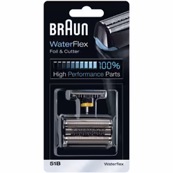 Braun WaterFlex 51B, Shaving head, 1 head(s), Black, Silver, 18 month(s), Braun, Waterflex WF2S