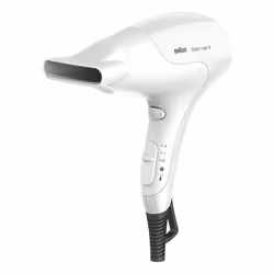 Braun Satin Hair 1 PowerPerfection HD180, White, Plastic, Hanging loop, 1.8 m, 1800 W, 220 - 240 V