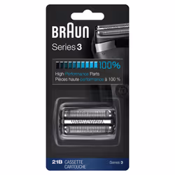 Braun Series 3 21B Electric Shaver Head Replacement Cassette – Black, Black, Plastic, Metal, geschikt voor de scheerapparaten ...