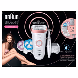 Braun Silk-épil 9 81646951, Rose gold, White, 40 tweezers, AC/Battery, 100 - 240V, Built-in battery, 2 h