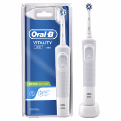 Oral-B Vitality 100 CrossAction, Adult, Rotating-oscillating toothbrush, White, 7600 movements per minute, 4 x 30 sec, -, N