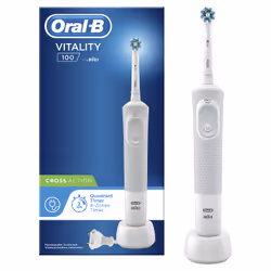 Oral-B Vitality 100 CrossAction, Adult, Rotating-oscillating toothbrush, White, 2 min, Battery, Built-in battery