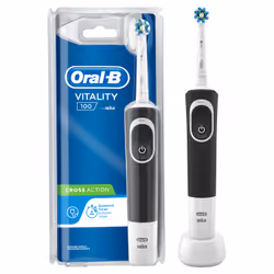 Oral-B Vitality 100 CrossAction, Adult, Rotating-oscillating toothbrush, Black, White, 7600 movements per minute, 4 x 30 sec, ...