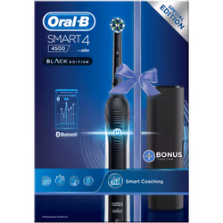 Oral-B Smart 4 4500 CrossAction Electric Toothbrush Rechargeable, 1 App Connected Handle, 3 Modes, Pressure Sensor, 2 Brush Heads, 1 Travel Case, 2