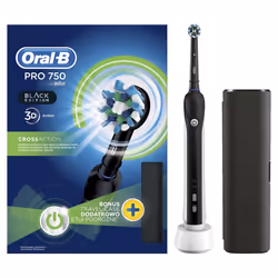 Oral-B PRO 750 CrossAction, Adult, Black, White, 2 min, Black, White, Battery, Built-in battery