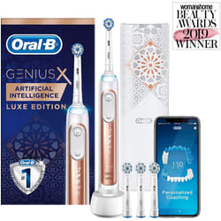 Braun Oral-B Genius X 20000 Luxe Edition with Artificial Intelligence Electric Toothbrush, 4 Brush Heads, Pressure Sensor, Luxury USB Trav - Rose Gold