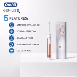 Braun Oral-B Genius X 20000 Luxe Edition with Artificial Intelligence Electric Toothbrush, 4 Brush Heads, Pressure Sensor, Luxury USB Trav - Rose Gold