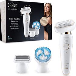 Braun Silk-Ã©pil 9 Flex 9-010 - Epilator with Flexible Head for Easier Hair Removal, White/Gold