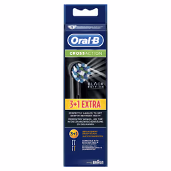 Oral-B CrossAction Toothbrush Head Black, Pack of 4 Counts, Black Edition