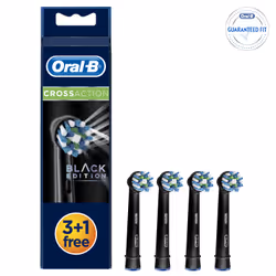 Oral-B CrossAction Toothbrush Head Black, Pack of 4 Counts, Black Edition