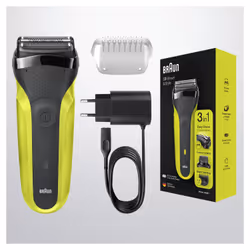 Braun Series 3 Shave&Style 300BT Electric Shaver, Razor for Men, Black/Volt Green, Foil shaver, Black, Green, Buttons, LED, C ...