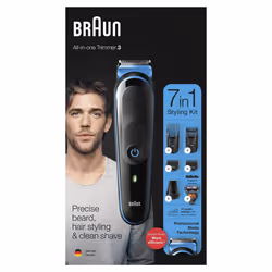 Braun 7-in-1 All-in-one Trimmer 3 MGK3245, Beard Trimmer for Men, Hair Clipper and Face Trimmer with Lifetime Sharp Blades and 5 Attachments