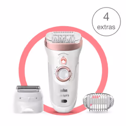 Braun Silk-épil 9 9-720, Pink, White, 40 tweezers, Bikini, Front thigh, Inner upper arms, Outer upper arms, Shaving, Battery, ...