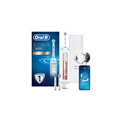 Oral-B Genius 8000 Electric Toothbrush Rechargeable Powered By Braun, 1 Rosegold Connected Handle, 5 Modes Including Whitening, Sensitive & Gum Care,