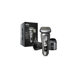 Braun Series 9 Pro Electric Shaver With 4+1 Head, ProLift Trimmer, 5-in-1 SmartCare Center & Leather Travel Case, UK 2 Pin Plug, 9465cc, Silver Razor