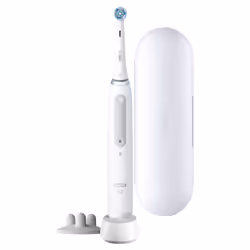 Oral-B iO 4S, Adult, Vibrating toothbrush, Daily care, Sensitive, Super sensitive, Whitening, White, Round, Battery