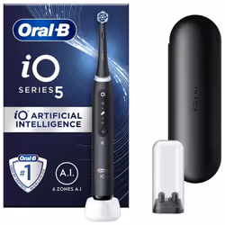 Oral-B IOSERIES5BL, Adult, Vibrating toothbrush, Daily care, Sensitive, Super sensitive, Whitening, Black, Black, Round