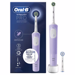 Oral-B Vitality Pro, Adult, Rotating-oscillating toothbrush, Daily care, Super sensitive, Sensitive, Violet, 2 min, Battery
