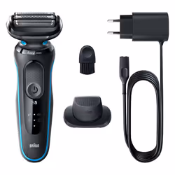 Braun Series 5 51-M1200s, Foil shaver, Black, Blue, AutoSense, Buttons, Battery, Lithium-Ion (Li-Ion)
