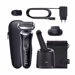 Braun Series 7 71-N7200cc, Foil shaver, Black, Buttons, LED, Battery, Lithium-Ion (Li-Ion)