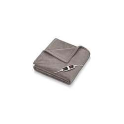 Beurer HD150 XXL Electric Throw - Taupe | Breathable Heated Throw for Sofa and Bed | Heating Blanket with Ultra-Soft Fleece Fibres | Automatic