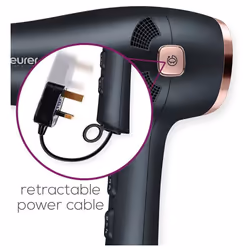 Beurer Style Pro HC55 Hair Dryer with Cable Rewind | 2000-watt Hair Dryer with Integrated ion Function | Slim Nozzle Attachment | Volume Diffuser