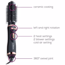 HT80 Rotating Hot Air Styling Brush | for Volume and Sleek Waves | Integrated ion Function