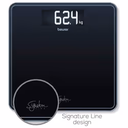 Beurer GS400 Signature Line Glass Bathroom Scale - Black | Larger standing area | Made from safety glass for a robust and stylish finish | XL digital