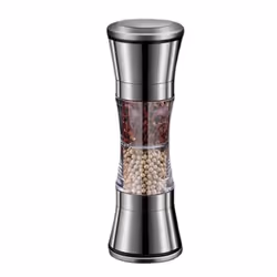 Stainless Steel Salt Grinder Adjustable Coarseness Easy to Clean Double Head 2 in 1 Grinder for Seasoning - B