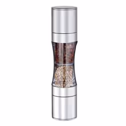 Stainless Steel Salt Grinder Adjustable Coarseness Easy to Clean Double Head 2 in 1 Grinder for Seasoning - A