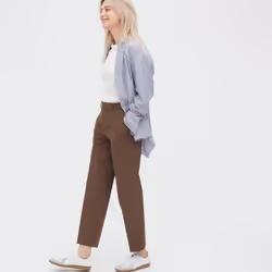 Uniqlo Japan Smart Ankle Pants  2way Stretch Tapered Length 71cm  Can Be Set Up - 37 BROWN/XS