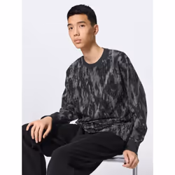 Gu By Uniqlo Stretch Soft Lounge Set Pattern Long Sleeves Long Pants - 09 BLACK/3XL
