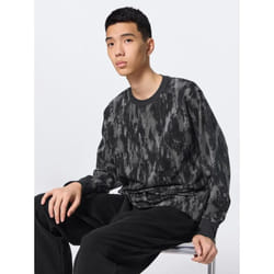 Gu By Uniqlo Stretch Soft Lounge Set  Pattern   Long Sleeves   Long Pants - 09 BLACK/3XL