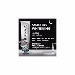 Marvis Smokers Whitening Toothpaste, Mint, 85ml, Promotes the Natural Whitening of the Teeth, Plaque Removal Toothpaste, Long-Lasting Freshness