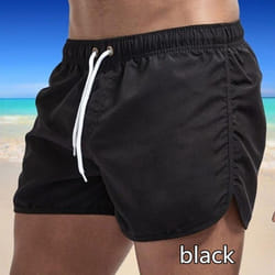 Summer Men&apos;s Quick-Drying Swim Trunks Sports Pants Swimwear Beach Shorts Jogging Shorts - black, S