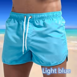 Summer Men&apos;s Quick-Drying Swim Trunks Sports Pants Swimwear Beach Shorts Jogging Shorts - sky blue, M