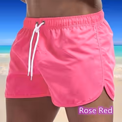 Summer Men&apos;s Quick-Drying Swim Trunks Sports Pants Swimwear Beach Shorts Jogging Shorts - pink, S